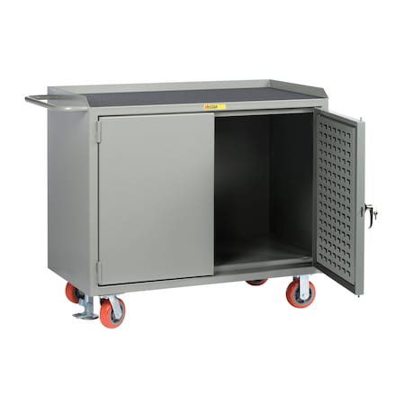 Little Giant Mobile Bench Cabinets, 36"W, Louvered Panel Doors, Vinyl Mat MM-2436-LPD-FL